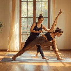 Bild von personal Training Frau zu Frau in Yoga pose